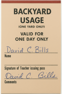 David C. Bills Hall Pass 
